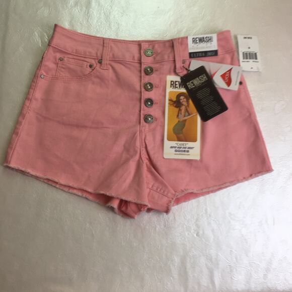 Rewash brand Casey Super High Rise Shorts Pink 5 - Picture 1 of 12